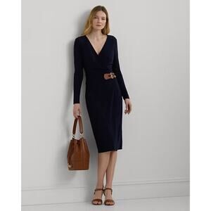 Lauren Ralph Lauren Buckled Jersey Dress in "Lighthouse Navy" Size 10